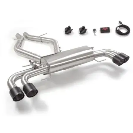 Silencieux arrière duplex en inox g/d avec 2 sortie ronde Carbon Shot 100 mm Top Vente