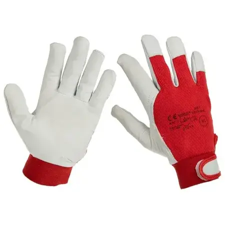 Prix Cassé Gants de travail cuir de chèvre, bandes auto-agrippantes, T7, rouge