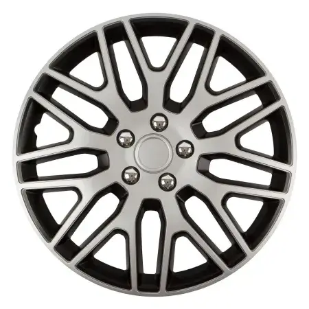 Expédition Rapide Enjoliveur DAKAR NC 15" Argent Noir avec écrous chromés