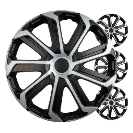 Commander Maintenant Pack de 4 Enjoliveurs EVO Noir Argent 16"