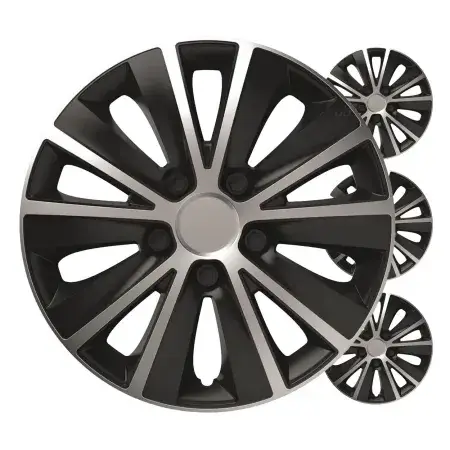 Commander Maintenant Pack de 4 Enjoliveurs Rapide Noir Argent 16"