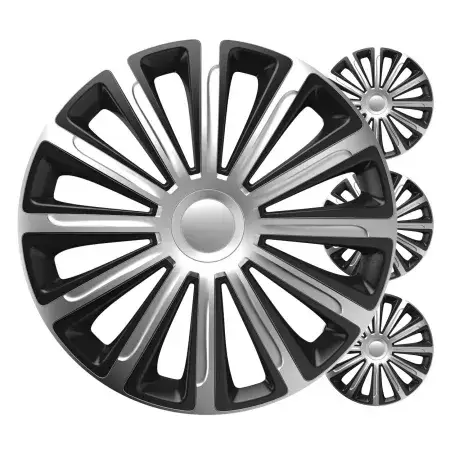 Pack de 4 Enjoliveurs Trend Noir Argent 16" Commande En Gros