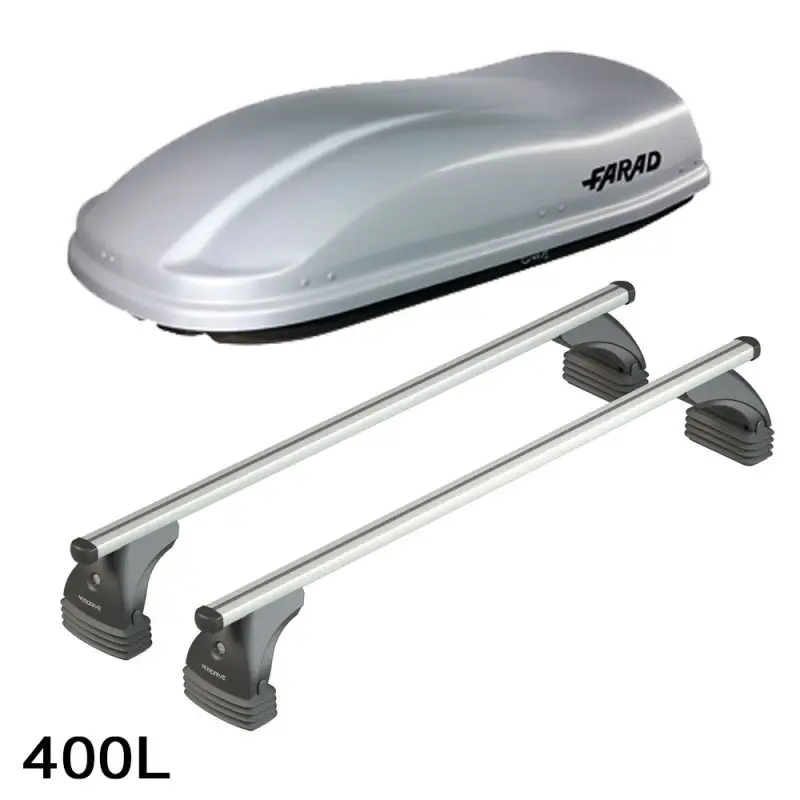 Soldes Coffre de toit Marlin 400 Litres GRIS et barres de toit Renault Megane 5 portes - A partir de 2016