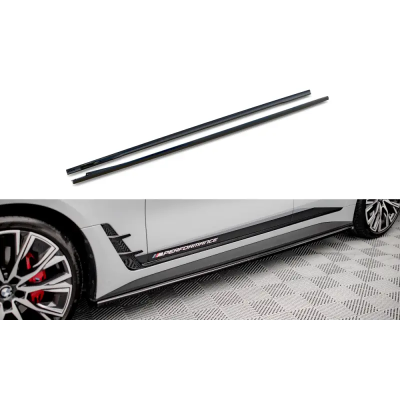 Certifié RAJOUTS DES BAS DE CAISSE V.2 BMW I4 M-PACK G26 - MAXTONDESIGN - FINITION NOIR BRILLANT