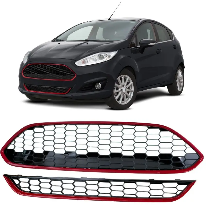 Quantité Limitée CALANDRE - GRILLE CENTRALE POUR FORD FIESTA (13-17) - NOIR / ROUGE