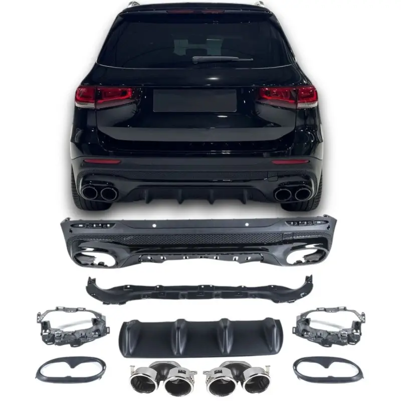 DIFFUSEUR GLB45 + EMBOUTS CHROME LOOK GLB 45 AMG FULL BLACK MERCEDES CLASSE GLB X247 (19-25) Dernière Chance