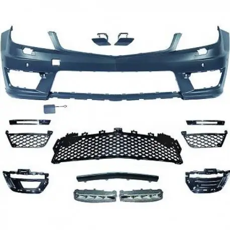 Nouvelle Collection PARE-CHOCS AVANT COMPLET LOOK C63 AMG MERCEDES CLASSE C W204 (11-14) - A PEINDRE - AVEC LAVE PHARE - AVEC PDC