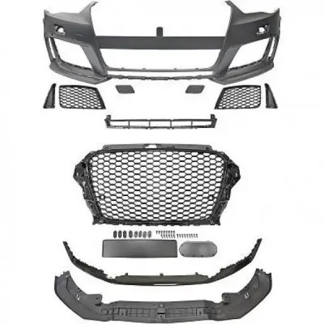 PARE-CHOCS AVANT COMPLET LOOK RS3 POUR AUDI A3 8V (12-16) - 3/5 PORTES (SPORTBACK) - NOIR- POUR PDC - POUR LAVE-PHARE Seulement Aujourd’hui
