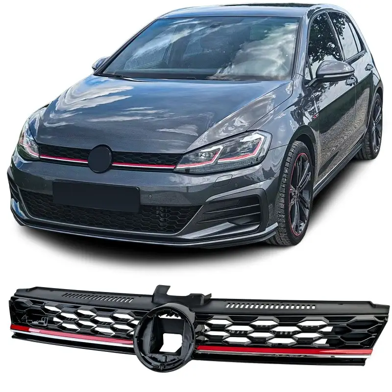 CALANDRE LOOK GTI POUR TOUTES VW GOLF 7 (17-19) GOLF 7.5 FACELIFT - POUR ACC - LISERET ROUGE Seulement Aujourd’hui