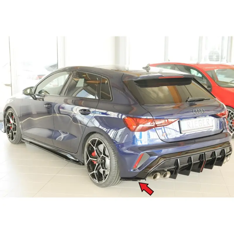 Affaire À Saisir SET DE 2 LAMES DE PARE CHOCS ARRIERE RIEGER POUR AUDI A3 8Y FACELIFT S-LINE (24-) - SPORTBACK - NOIR BRILLANT