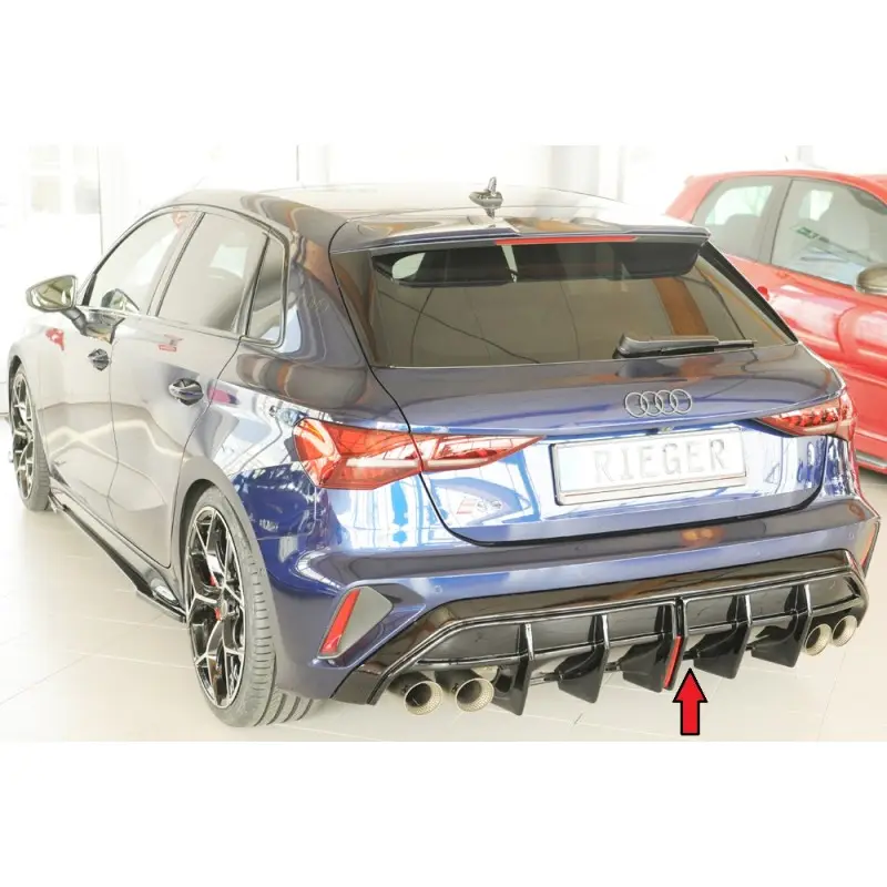 Meilleur Choix DIFFUSEUR ARRIERE + CATADIOPTRE RIEGER POUR AUDI A3 8Y FACELIFT S-LINE (24-) - BERLINE + SPORTBACK - DOUBLE GAUCHE DROIT - NOIR BRILLANT