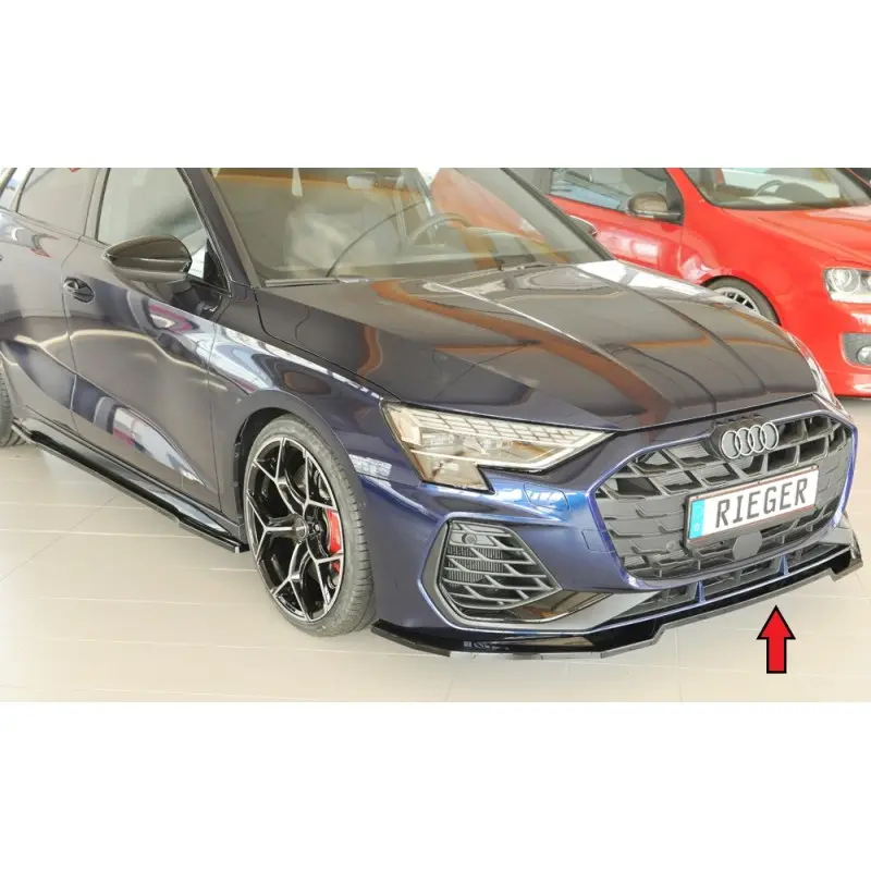 LAME DU PARE-CHOCS AVANT RIEGER POUR AUDI A3 8Y FACELIFT (24-) - S-LINE - NOIR BRILLANT Vente Directe