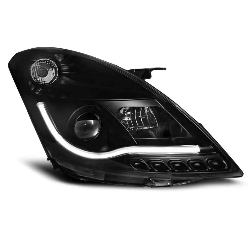 Nouvel Arrivage SET DE 2 PHARES AVANT POUR SUZUKI SWIFT V (10-16) TUBE LIGHT BLACK