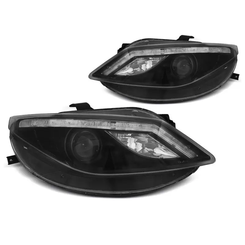 Pas Cher PHARES NOIRS DAYLIGHT AVEC INDICATEURS LED POUR SEAT IBIZA 6J 06.08-12