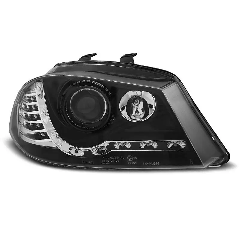 SET DE DEUX PHARES AVANT DESIGN - TUNING A LED POUR SEAT IBIZA 6L (02-08) - FOND NOIR Prix Cassé