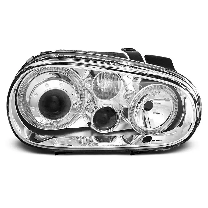 PHARES ANGEL EYES CHROME POUR VW GOLF 4 09.97-09.03 Commande En Gros