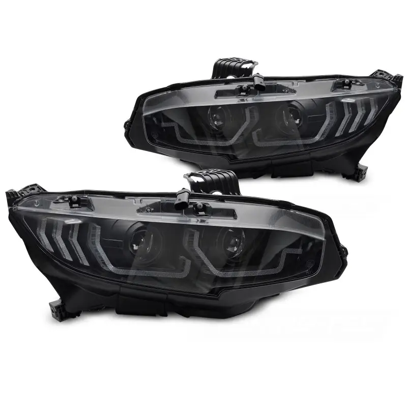 PHARES NOIRS DRL SEQ POUR HONDA CIVIC X 16-21 Expédié Aujourd’hui