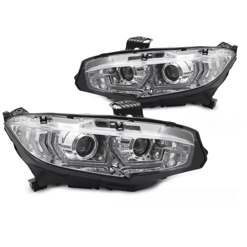 PHARES CHROME DRL SEQ POUR HONDA CIVIC X 16-21 Promotion Saisonnière