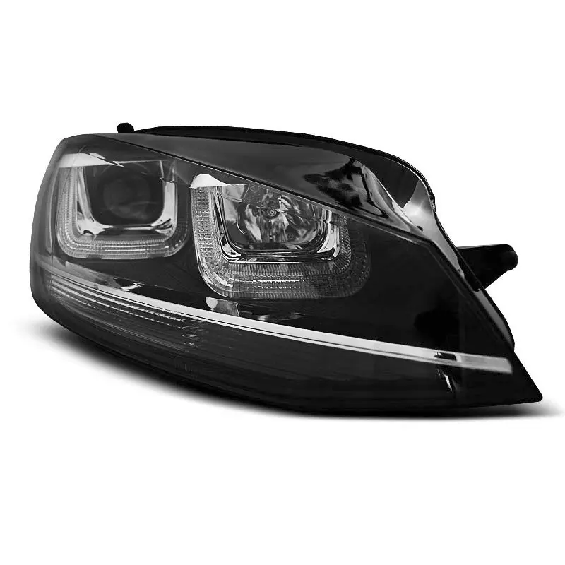 PHARES U-LED NOIR AVEC LIGNE CHROME POUR VW GOLF 7 11.12-17 Top Vente