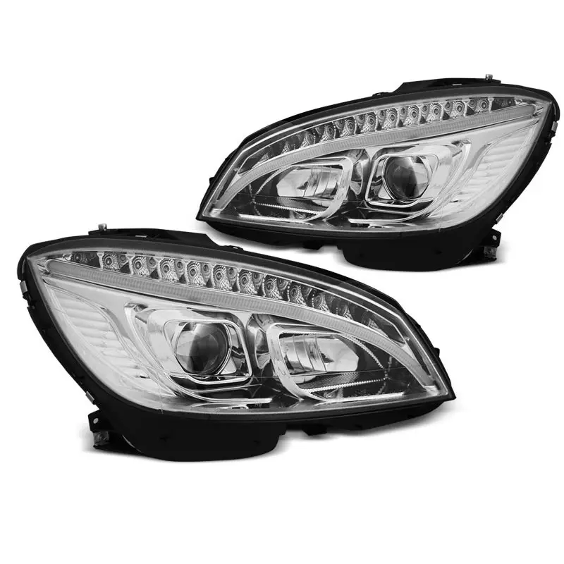 PHARES TUBE LUMINEUX CHROME SEQ POUR MERCEDES W204 07-10 Seulement Aujourd’hui