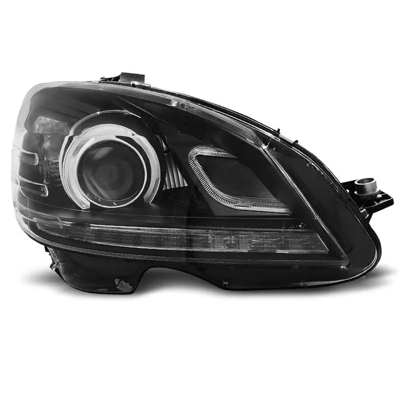 Certifié SET DE 2 PHARES AVANT LOOK XENON POUR POUR MERCEDES CLASSE C W204 (07-10) - H7 - FOND NOIR