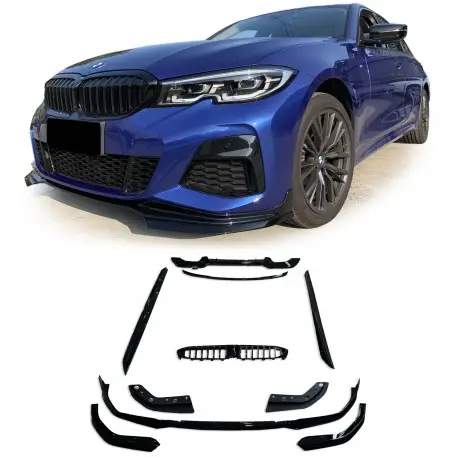PACK M-PERFORMANCE - LAME AVANT -LAME BAS DE CAISSES -DIFFUSEUR- CALANDRE- SPOILER BMW SERIE 3 G20 (18-20)PACK M - NOIR BRILLANT Petit Prix