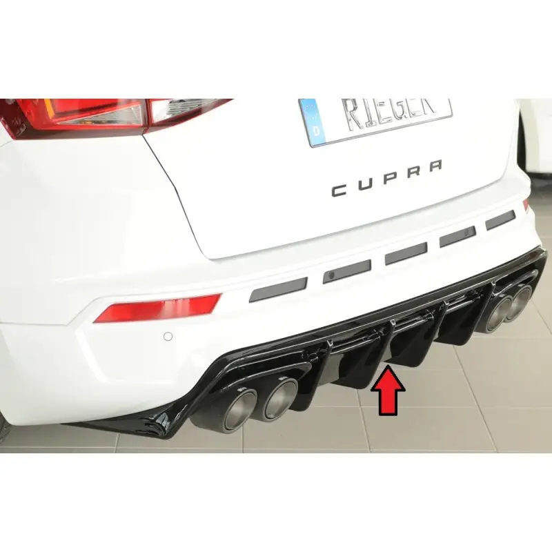 Dernière Chance DIFFUSEUR RIEGER PARE CHOCS ARRIERE POUR SEAT ATECA CUPRA (18-) - DOUBLE GAUCHE DROITE - NOIR BRILLANT - POUR ATTACHE REMORQUE