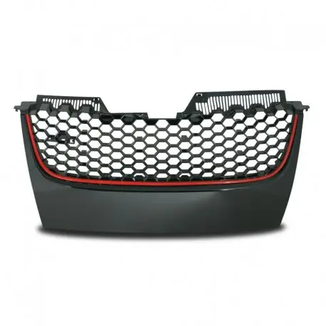 CALANDRE JOM, VW GOLF 5 (03-08) , LOOK GTI, GRILLE NID D'ABEILLE, NOIR AVEC LISÉRÉ ROUGE, SANS SIGLE Prix Promo