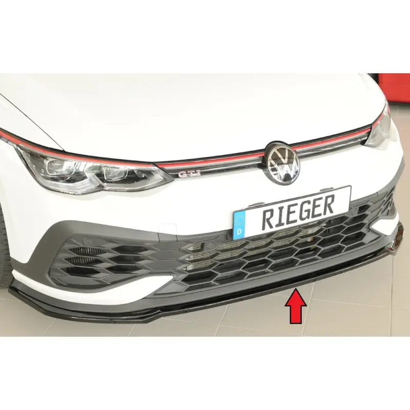LAME AVANT RIEGER POUR VW GOLF 8 (20-24) GTI CLUBSPORT - NOIR BRILLANT Nouvelle Collection