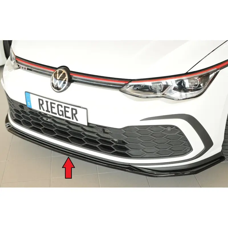 Certifié LAME AVANT RIEGER POUR VW GOLF 8 (19-24) GTI / GTD / GTE - NOIR BRILLANT