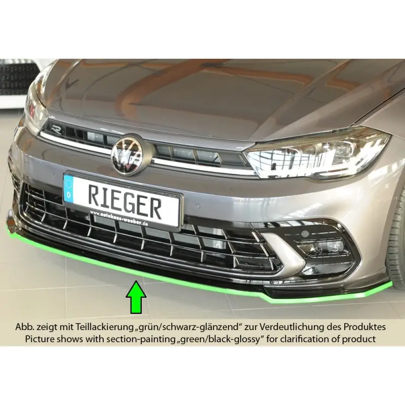 Prix Cassé LAME AVANT RIEGER POUR VW POLO AW (22-25) R-LINE - GTI - NOIR BRILLANT