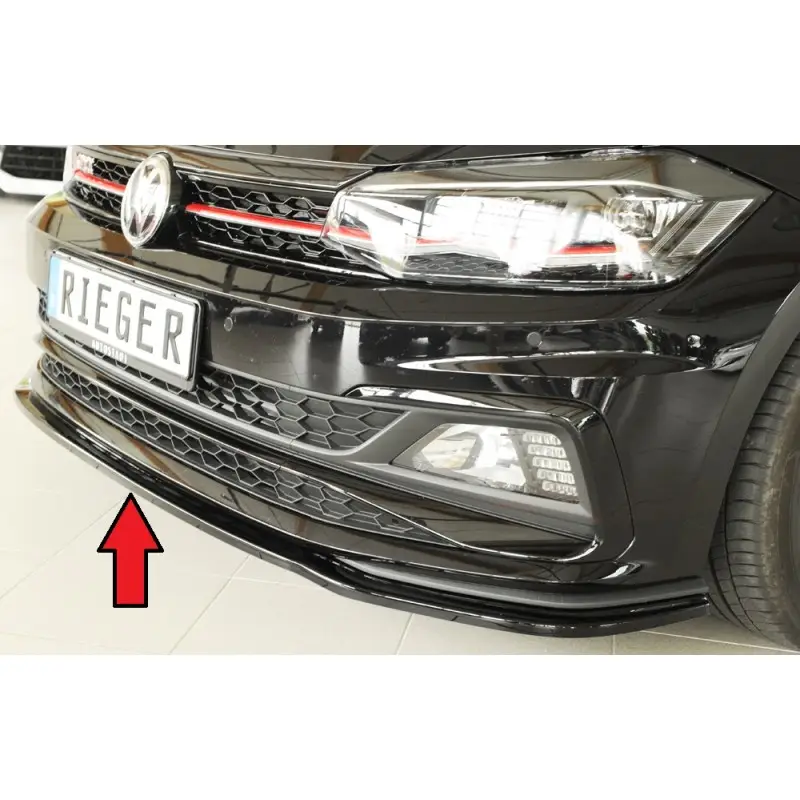 LAME AVANT RIEGER POUR VW POLO AW (18-22) R-LINE - GTI - NOIR BRILLANT Satisfait Ou Remboursé