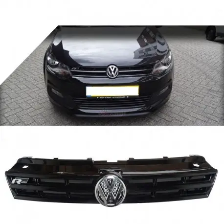 CALANDRE LOOK R-LINE - NOIR VW POLO 6R (09-14) + VW POLO 6C (14-17) - EN PLASTIQUE ABS Livraison Express