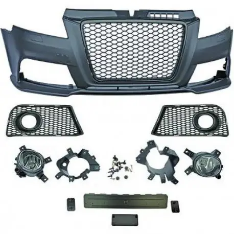 Expédié Aujourd’hui PARE CHOC AVANT DESIGN AUDI A3 8P (08-12) LOOK RS3 - MOD 1 - A PEINDRE - SANS PDC - AVEC LAVE PHARE - AVEC FEUX ANTI BROUILLARD