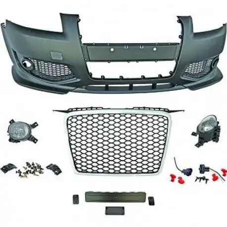 Affaire À Saisir PARE CHOC AVANT COMPLET DESIGN AUDI A3 (05-08) LOOK RS3 - A PEINDRE - SANS PDC - SANS LAVE PHARE - AVEC FEUX ANTI BROUILLARD - C
