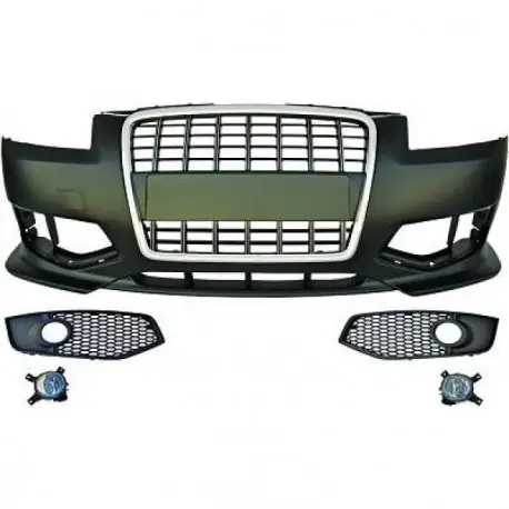 PARE CHOC AVANT COMPLET DESIGN AUDI A3 (05-08) LOOK S3 - A PEINDRE - SANS PDC - SANS LAVE PHARE - AVEC FEUX ANTI BROUILLARD - CH Promotion Saisonnière