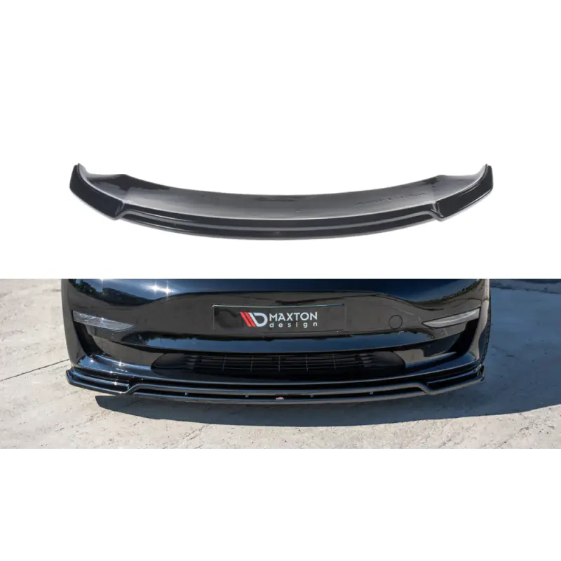 LAME DU PARE-CHOCS AVANT - SPLITTER V.2 TESLA MODEL 3 - MAXTON DESIGN - FINITION NOIR BRILLANT Prix Cassé