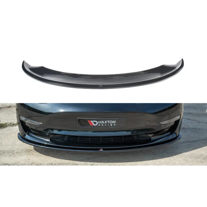 Satisfait Ou Remboursé LAME DU PARE-CHOCS AVANT - SPLITTER TESLA MODEL 3 - MAXTON DESIGN - FINITION NOIR BRILLANT