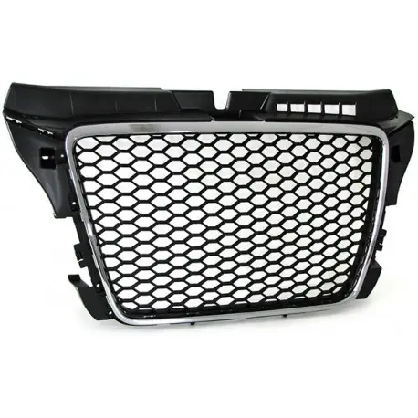 Livraison Express CALANDRE LOOK RS3 AUDI A3 8P S3 8P (08-12) - FINITION NOIR CONTOUR CHROME