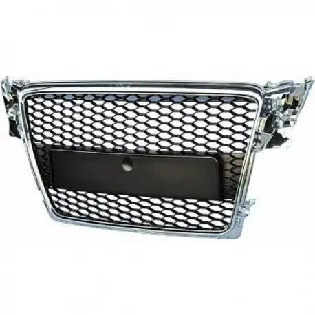 Acheter En Ligne CALANDRE LOOK RS4 POUR AUDI A4 8K B8 S4 (08-12) - FINITION NOIR CONTOUR CHROME