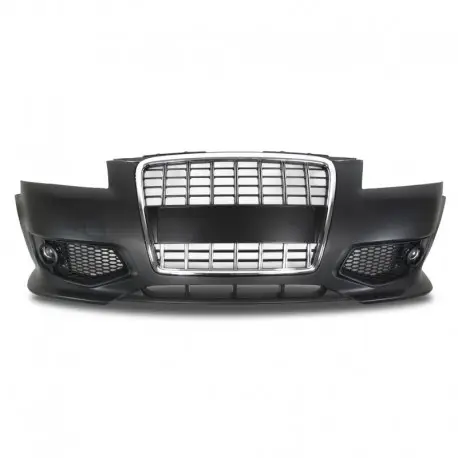 Vente Flash PARE-CHOCS AVANT JOM LOOK SPORT AVANT POUR AUDI A3 8P (05-08) AVEC CALANDRE CHROME/NOIR, AVEC ANTIBROUILLARDS