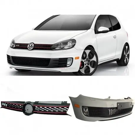 PARE CHOC AVANT LOOK GTI - USA VW GOLF 6 (08-12)- COMPLET - LOOK US - AVEC SIDE LIGHT INCLUS Haute Qualité