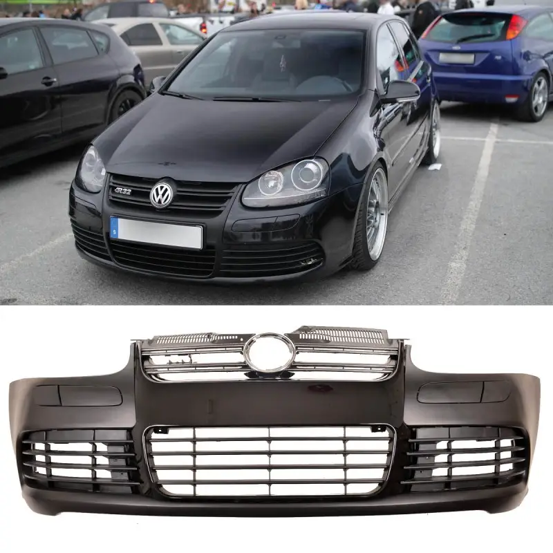 PARE CHOC AVANT LOOK R32 AVEC CALANDRE FULL NOIR VW GOLF 5 (03-08) - COMPLET - CALANDRE BLACK Seulement Aujourd’hui