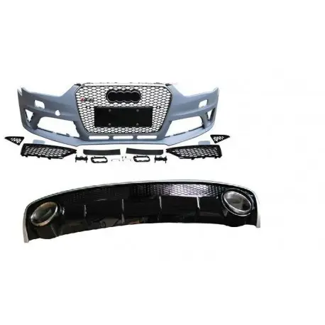 KIT RS4 COMPLET - PARE CHOC AVANT + DIFFUSEUR ARRIÈRE - MOD1 LOOK RS4 AUDI A4 8K B8 FACELIFT (12-15) - COMPLET Retour Gratuit