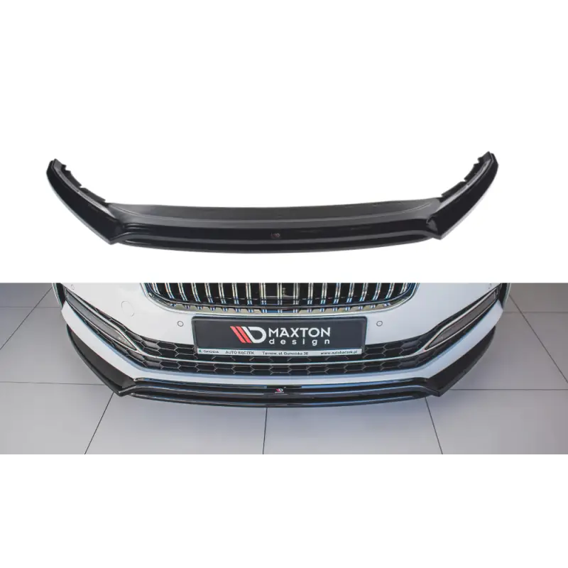 Prix Bas LAME DU PARE-CHOCS AVANT - SPLITTER V.3 SKODA SUPERB MK3 FL - MAXTON DESIGN - FINITION NOIR BRILLANT