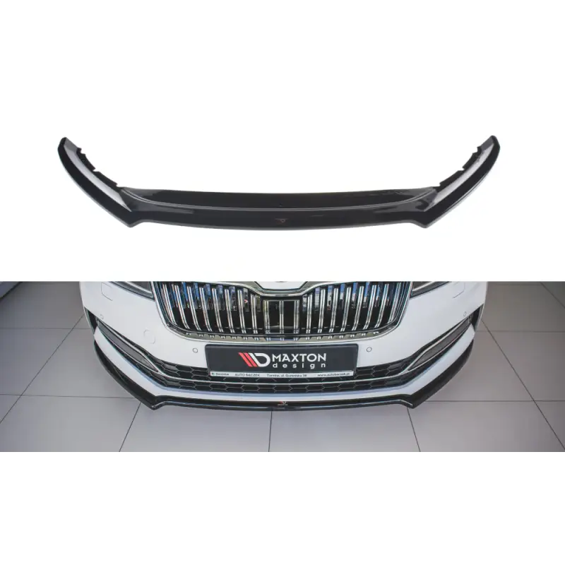 Offre Limitée LAME DU PARE-CHOCS AVANT - SPLITTER V.1 SKODA SUPERB MK3 FL - MAXTON DESIGN - FINITION NOIR BRILLANT