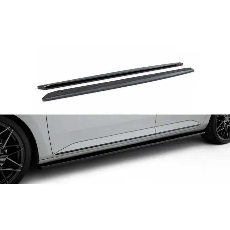 Dernier Modèle RAJOUTS DES BAS DE CAISSE POUR SKODA SUPERB III - MAXTON DESIGN - FINITION NOIR BRILLANT