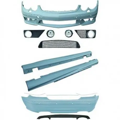 Commande En Gros KIT COMPLET LOOK AMG MERCEDES CLK C209 (02-09) - A PEINDRE - AVEC PDC - AVEC FEUX ANTI BROUILLARD - AVEC LAVE PHARE