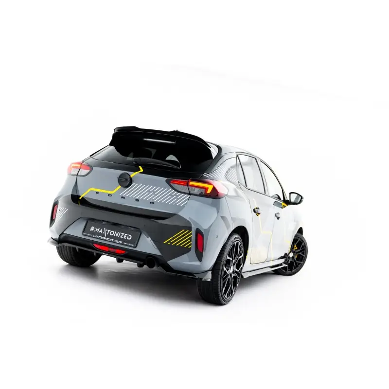 ARRIERE SPLITTER (AVEC UNE BARRE VERTICALE) OPEL CORSA F FACELIFT (MK6 FACELIFT) - MAXTONDESIGN - FINITION NOIR BRILLANT Meilleur Choix