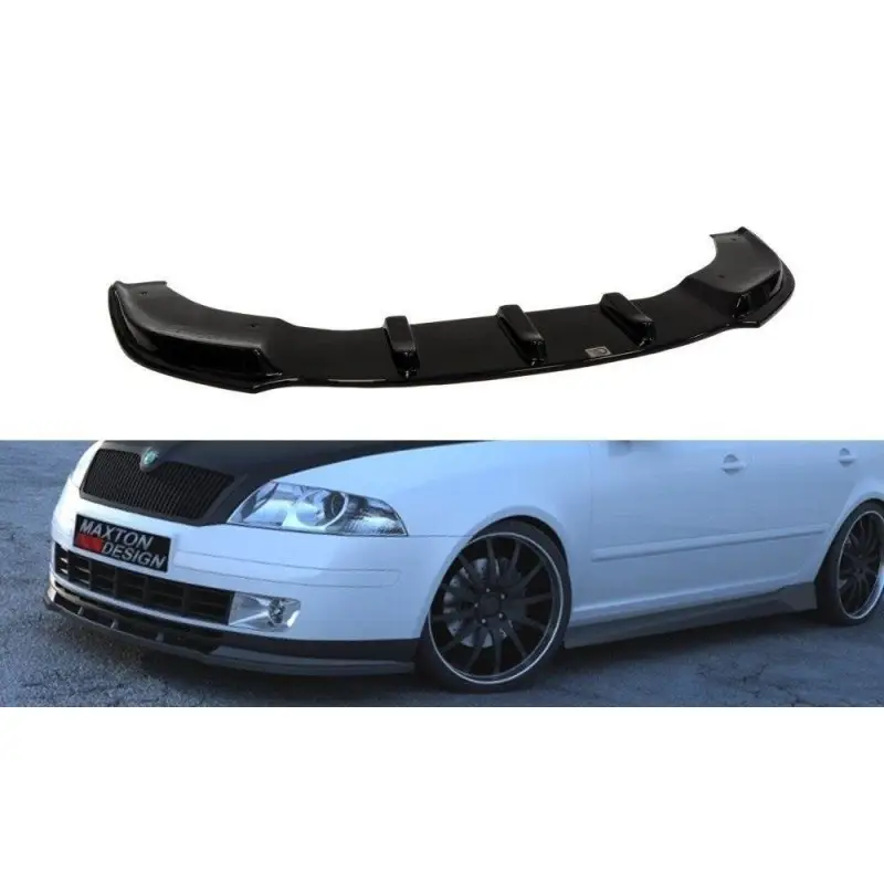 Expédition Rapide LAME DE PARE-CHOCS AVANT OCTAVIA 2 AVANT FACELIFT, STANDARD PARE-CHOCS - MAXTON DESIGN - FINITION NOIR BRILLANT